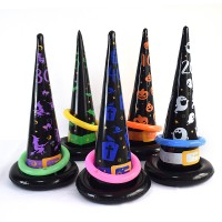 Halloween PVC Inflatable Witch Hat Toss Ring Toy Party Game With Ring Toy