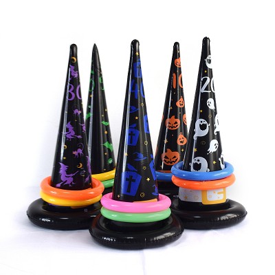 Amazon Halloween Decoration  Inflatable Witch Hat Ring Game Throwing Hat With Ring  Witch Hat  Tricky Toy