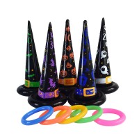 Wholesale Halloween Decoration Party Inflatable Toy Set Inflatable Witch Hat with 4 rings Toss Game Toy